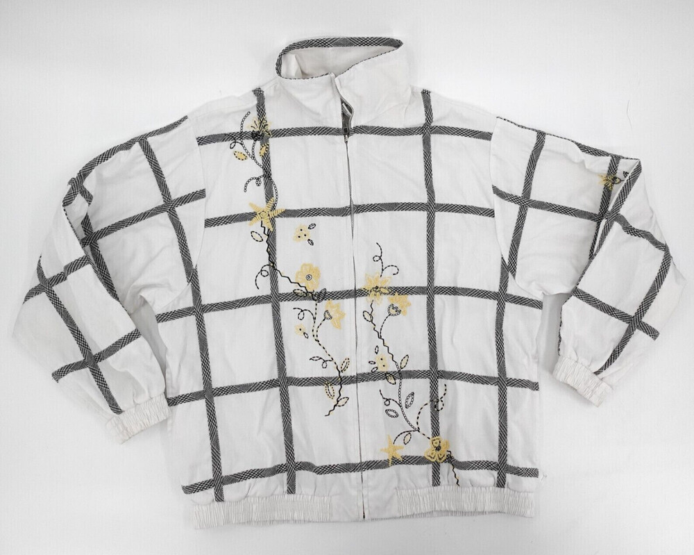 Vintage Koret Francisca Jacket Womens Medium Floral Ful lZip Mock Neck